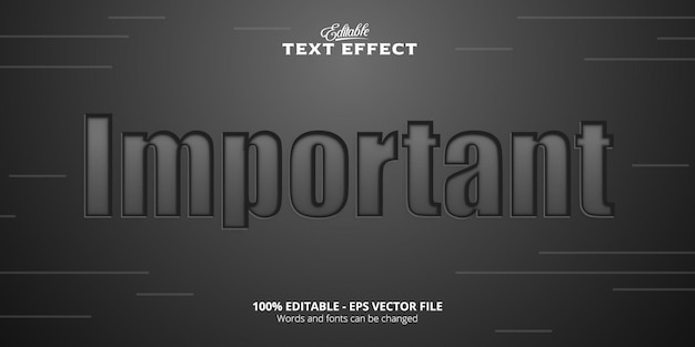 Editable text effect, Important text