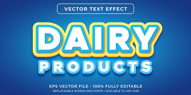 Вектор Редактируемый текстовый эффект в стиле текста молочного продукта