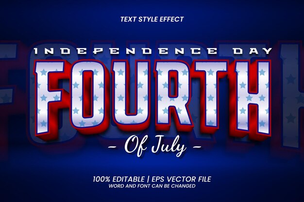 Editable Text effect Independence Day Fourth of July 3D Game Style