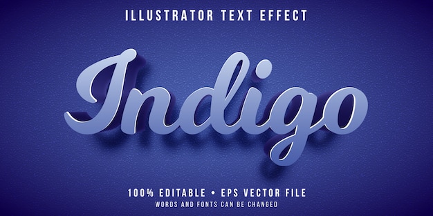 Editable text effect - indigo color style