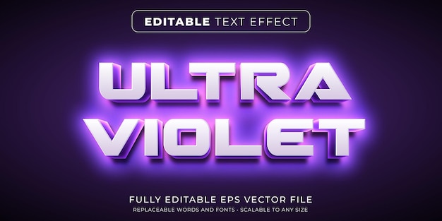 Vector editable text effect in intense ultraviolet neon style