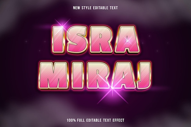 Editable text effect isra miraj pink