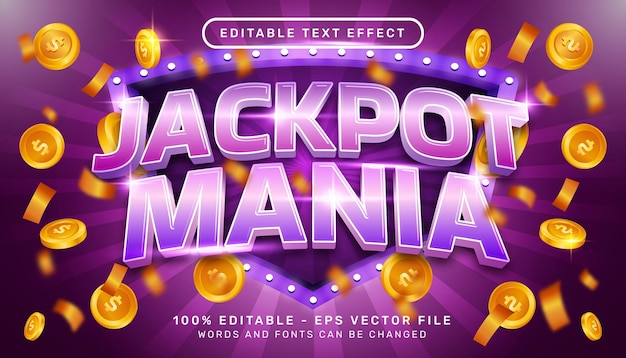 Premium Vector | Editable text effect jackpot mania casino 3d style concept