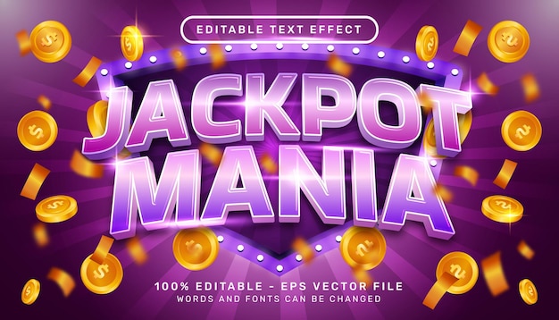 editable text effect jackpot mania casino 3d style concept