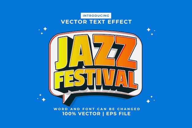 Effetto di testo modificabile jazz festival 3d vettore premium in stile modello cartoon