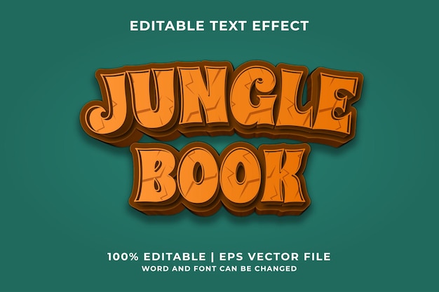 Editable text effect - jungle book style template premium vector