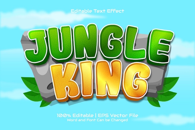 Редактируемый текстовый эффект Jungle King 3D Cartoon Game style