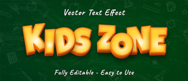 Editable text effect kids zone 3d text and comic text style