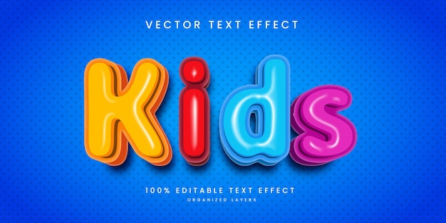 Vector editable text effect in kids