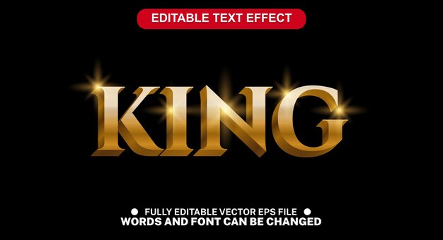 Редактируемый текстовый эффект векторный шаблон стиля King 3D