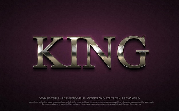 Vector editable text effect king style illustrations