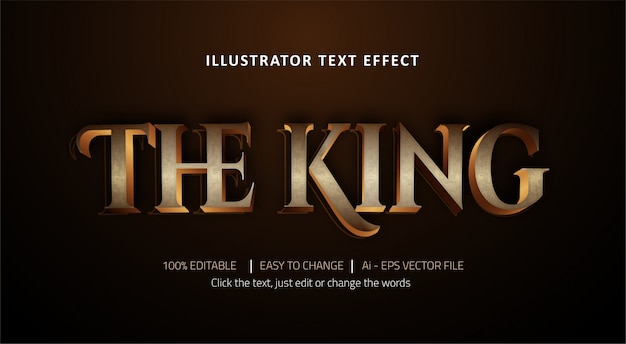 Vector editable text effect the king title