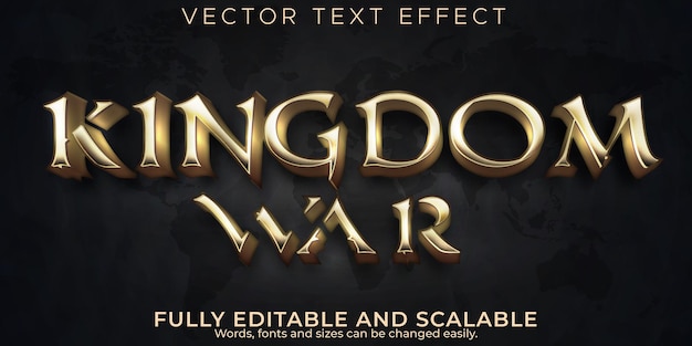 Вектор Редактируемый текстовый эффект королевская война 3d эпический стиль и стиль шрифта меча