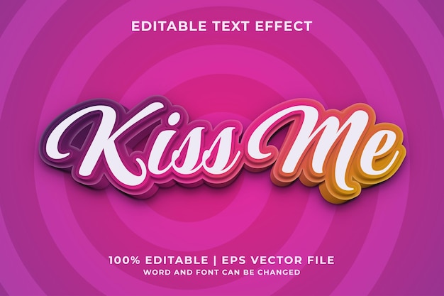 Effetto di testo modificabile - kiss me 3d template style premium vector