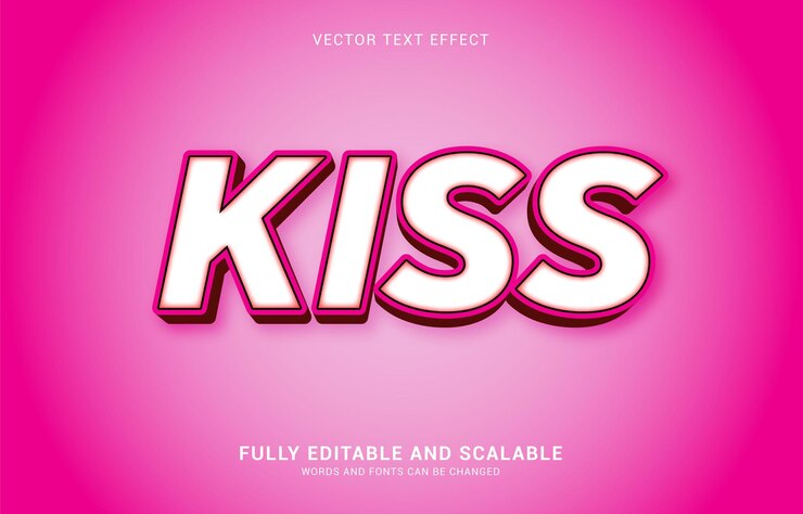 Editable text effect Kiss style