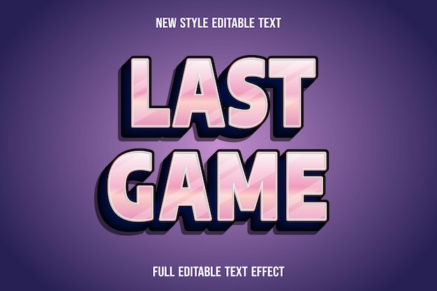 Редактируемый текстовый эффект последней игры цвета розовый и темно-синий