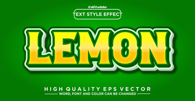 Editable text effect Lemon text style concept