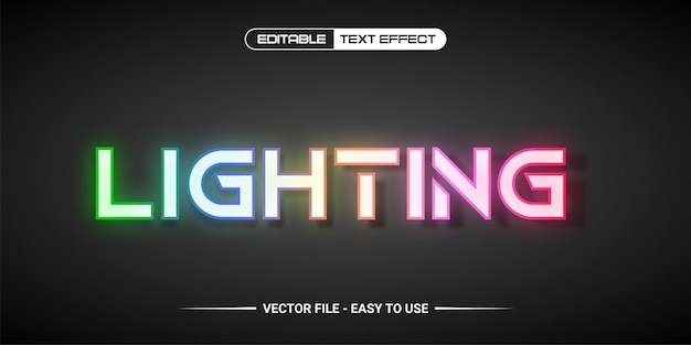 Editable text effect lighting design premium