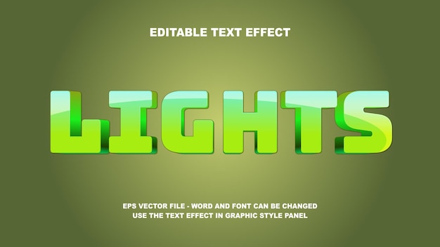 Editable Text Effect Lights 3D Vector Template