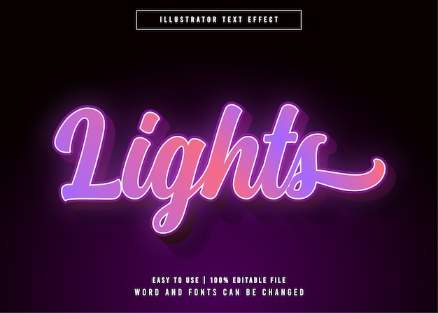 Editable text effect - lights purple glowing font style