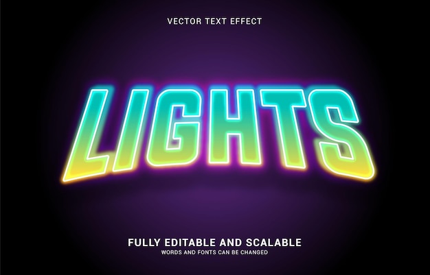 Editable text effect lights style can be use to make title