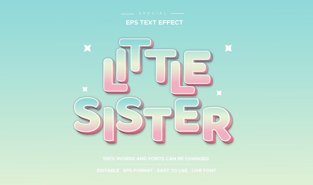 Editable text effect little sister style