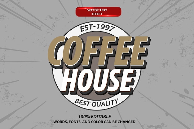 editable text effect logo coffee house with old style and brown color