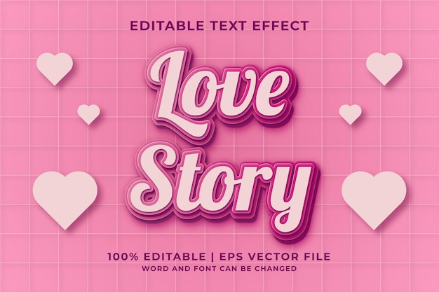 Effetto testo modificabile - love story 3d template style premium vector