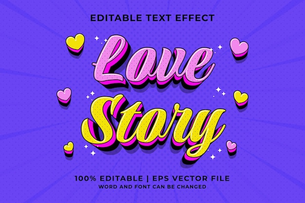 Editable text effect - love story traditional cartoon template style premium vector