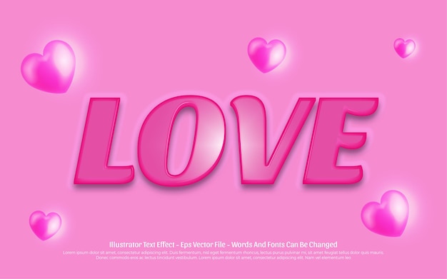 Editable text effect, Love style illustrations