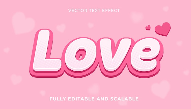 Editable text effect love text vector