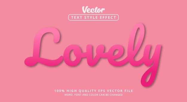 Vector editable text effect, lovely modern style and color pink style