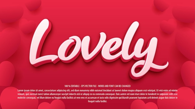 Vector editable text effect lovely valentines day