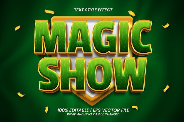 Editable Text Effect Magic Show Green 3D Bold