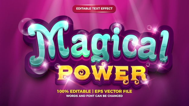 Editable text effect - magical power cartoon style 3d template