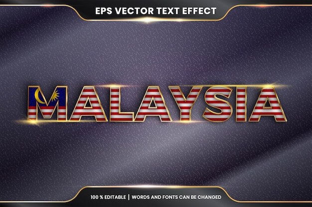 Effetto di testo modificabile - malesia con la sua bandiera nazionale