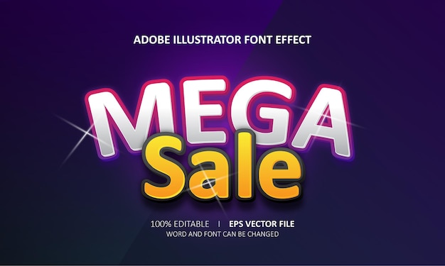 Vector editable text effect mega sale title