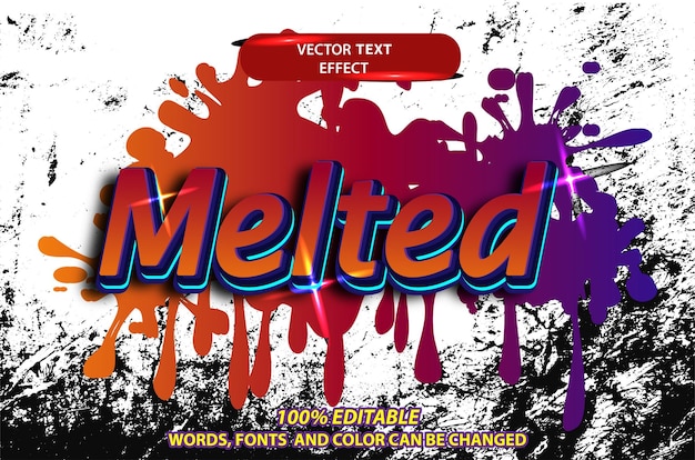 Vector editable text effect melted with a splash paint full color and white background