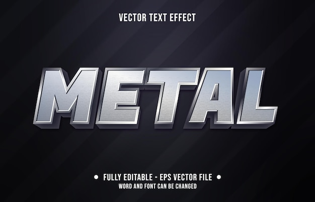 Vector editable text effect - metal chrome grey gradient color style