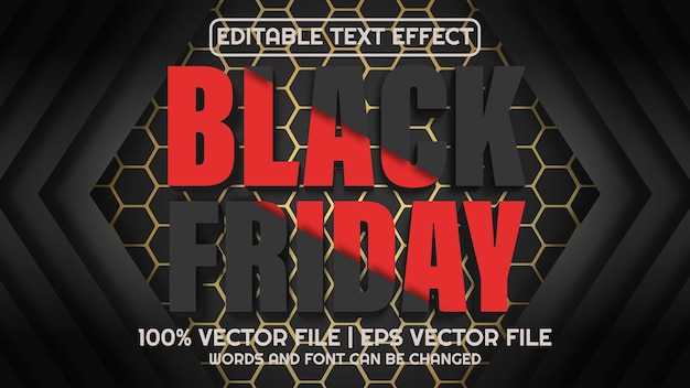 Editable text effect modern 3d black friday and minimal font style