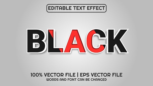 Editable text effect modern 3d black and minimal font style