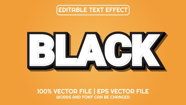 Editable text effect modern 3d black and minimal font style