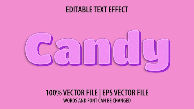 Editable text effect modern 3d candy and minimal font style