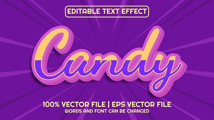 Vector editable text effect modern 3d candy and minimal font style