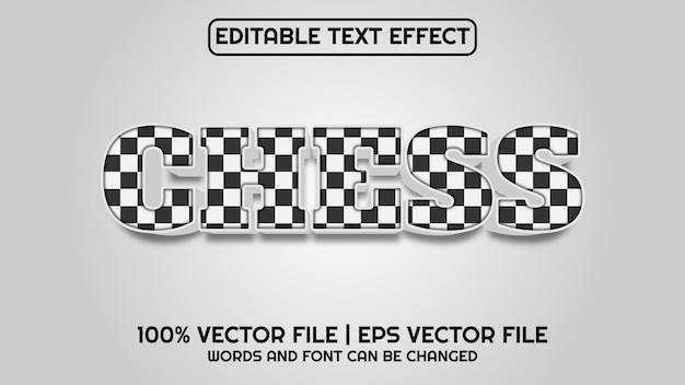 Editable text effect modern 3d chess and minimal font style