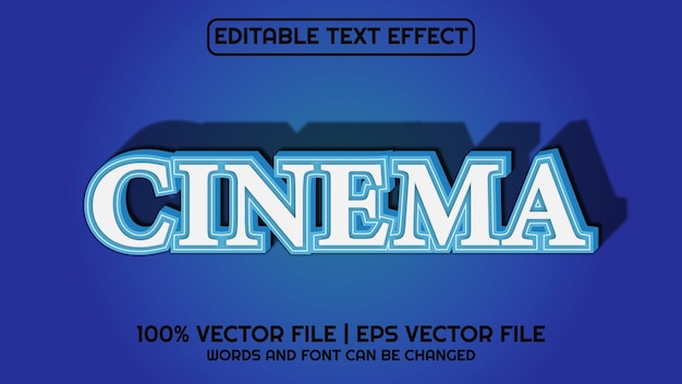 Editable text effect modern 3d cinema and minimal font style