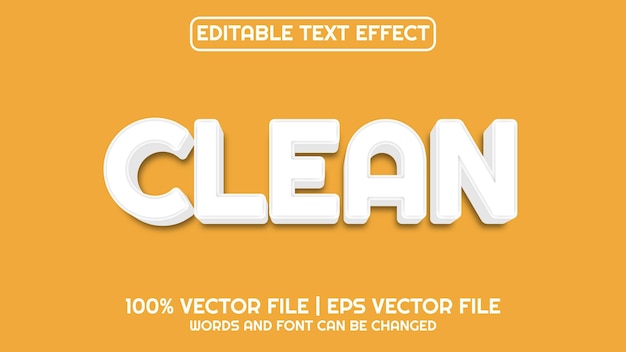 Editable text effect modern 3d clean and minimal font style