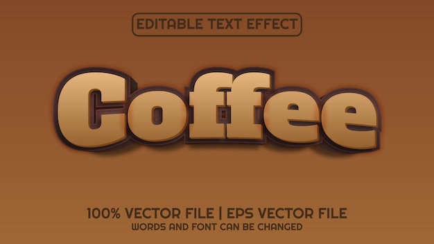 Editable text effect modern 3d coffee and minimal font style