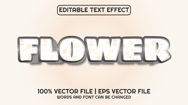 Editable text effect modern 3d flower and minimal font style