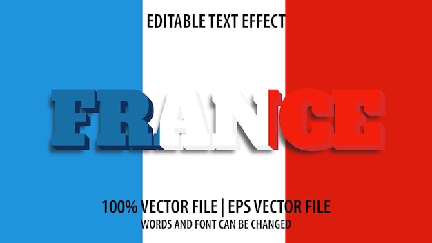 Редактируемый текстовый эффект современная 3d france и минимальный стиль шрифта premium векторы